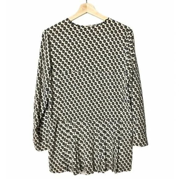 Anthropologie Maeve Selva Black & Ecru Printed Long Sleeve Tunic S - Picture 3 of 6
